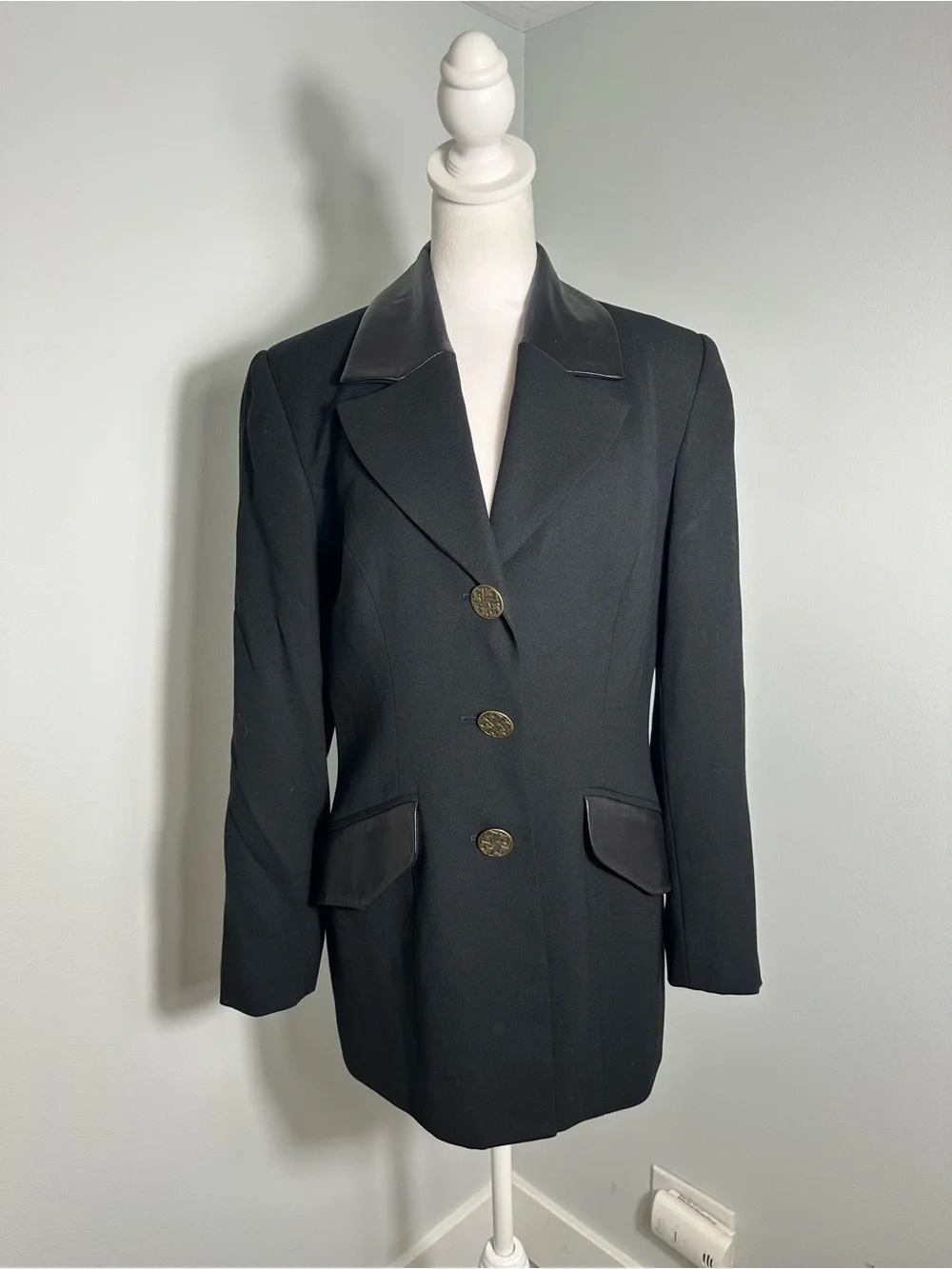 Alberto Makali Wool Leather Blazer Jacket Size 10